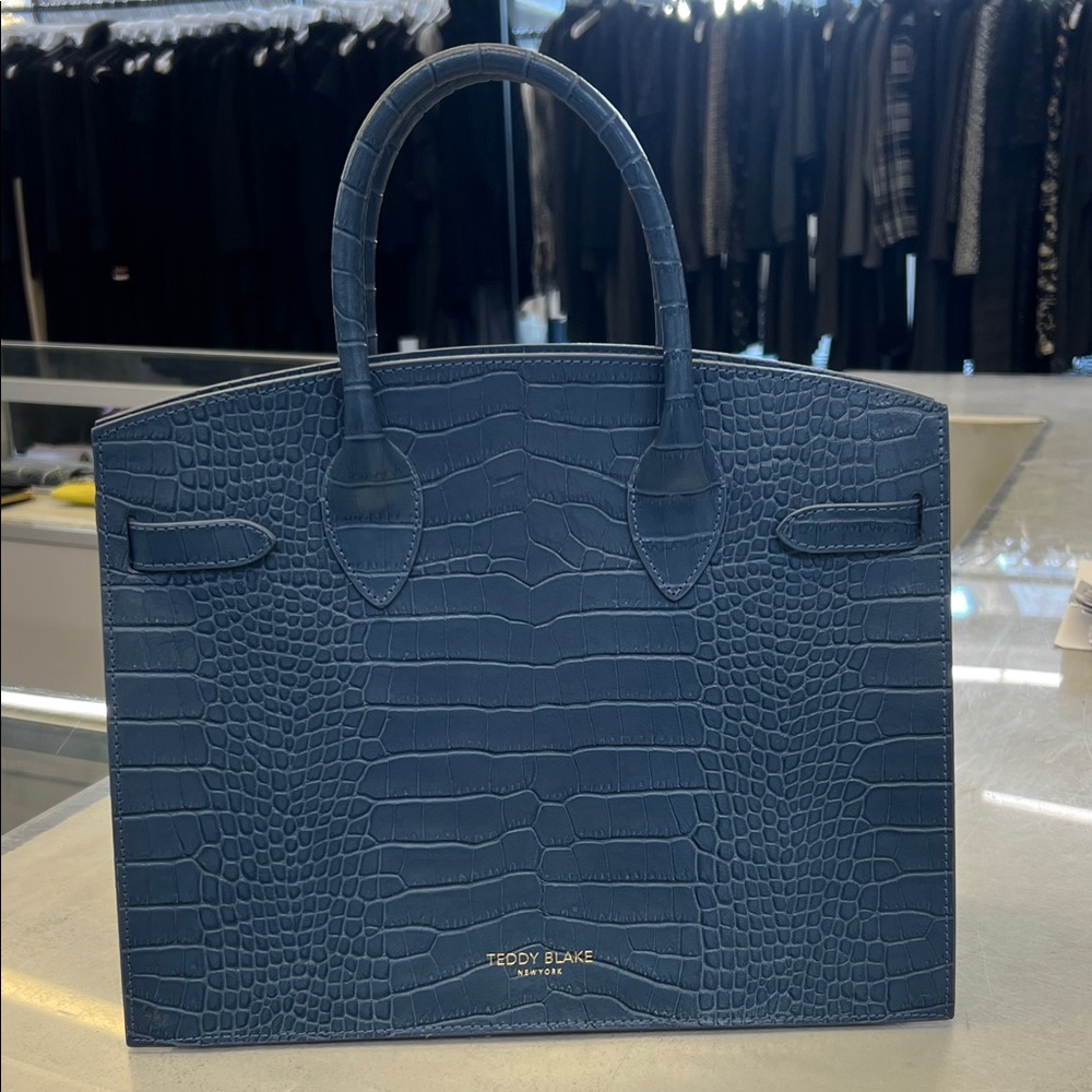 Teddy Blake Blue Croc-Embossed Women's Bag
